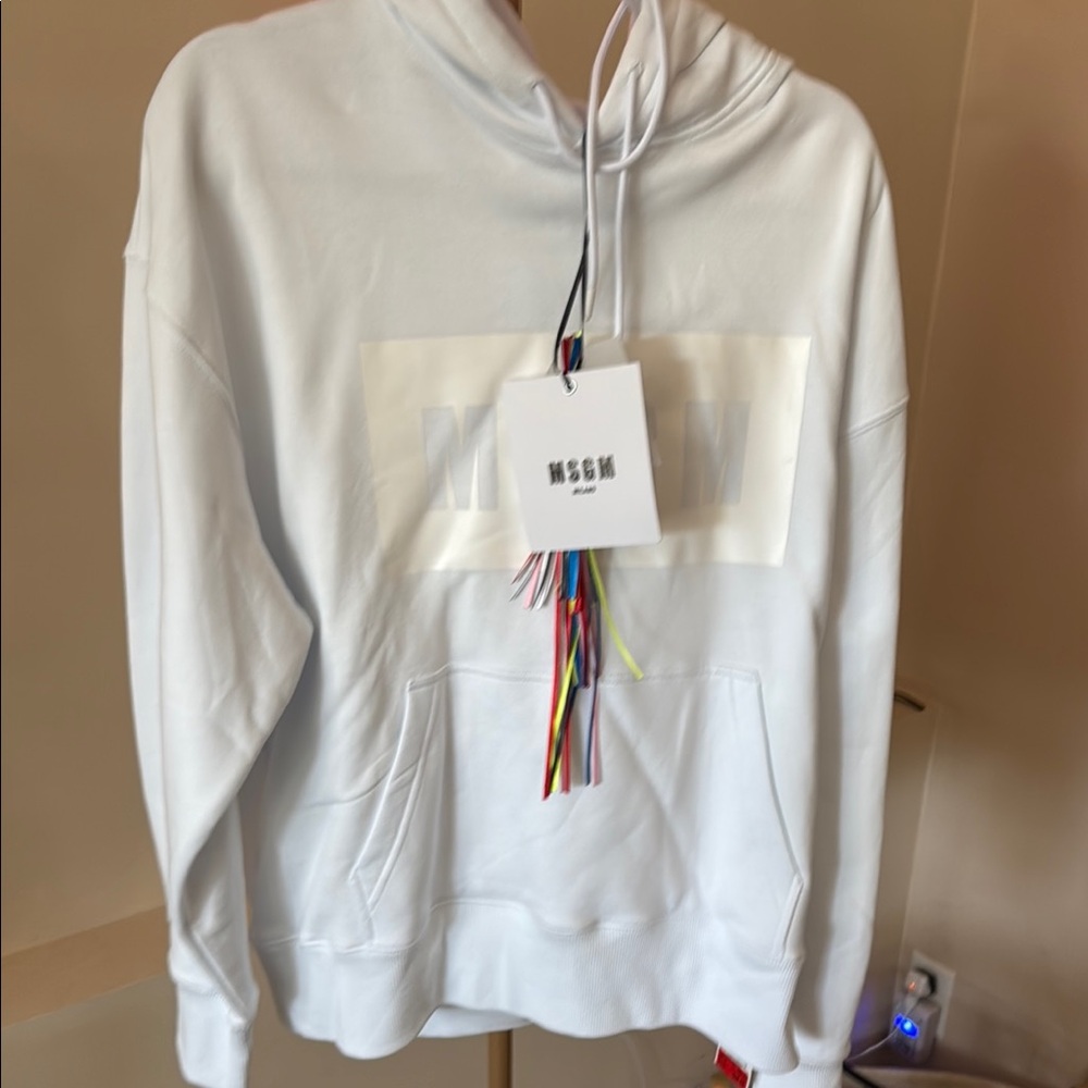 MSGM Men's White Hoodie